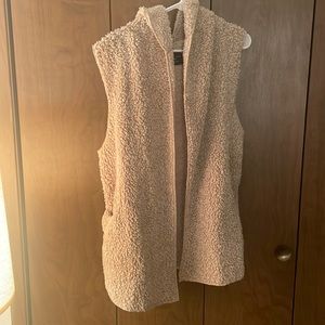 Fur casual fleece vest with hood and pockets